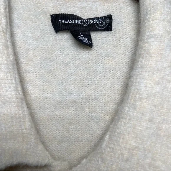 Treasure & Bond Knit Button Front Cardigan Shirt Jacket Neutral Minimalist - Picture 5 of 6